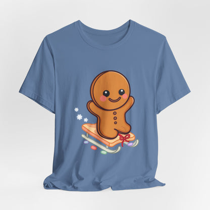 Gingerbread Man T-Shirt – Kawaii Holiday Sledding