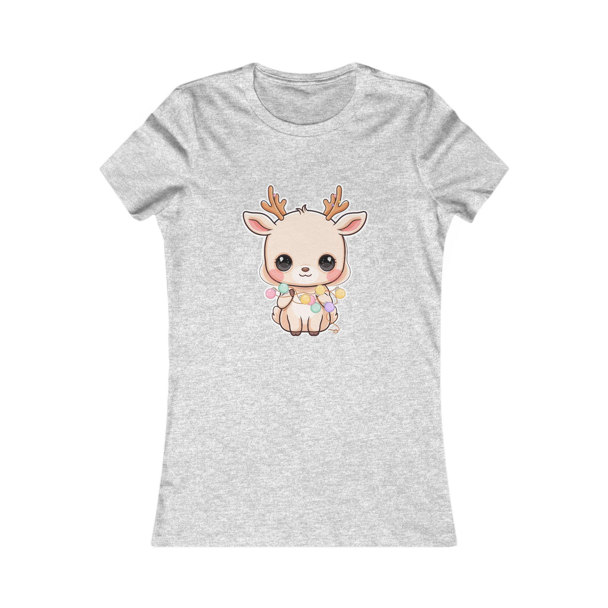 Kawaii Reindeer Christmas T-Shirt for Women