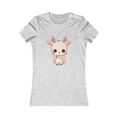 Kawaii Reindeer Christmas T-Shirt for Women