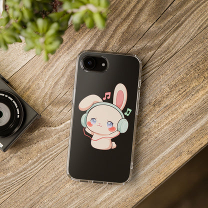 Kawaii Bunny Phone Case, Cute Music Lover Gift