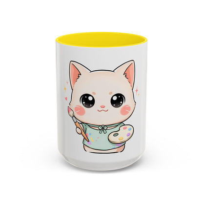 Kawaii Cat Artist Accent Coffee Mug