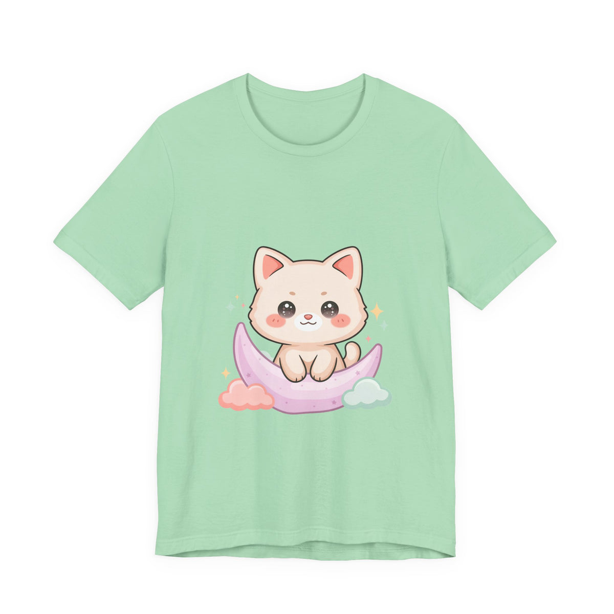 Kawaii Cat Moon T-Shirt for Cozy Night Owls