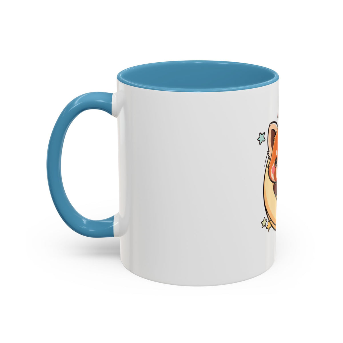 Red Panda Accent Coffee Mug, Kawaii Crescent Moon