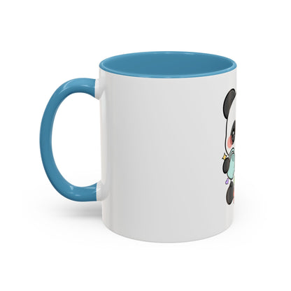 Kawaii Panda Accent Coffee Mug, Cute Plant Lover Gift