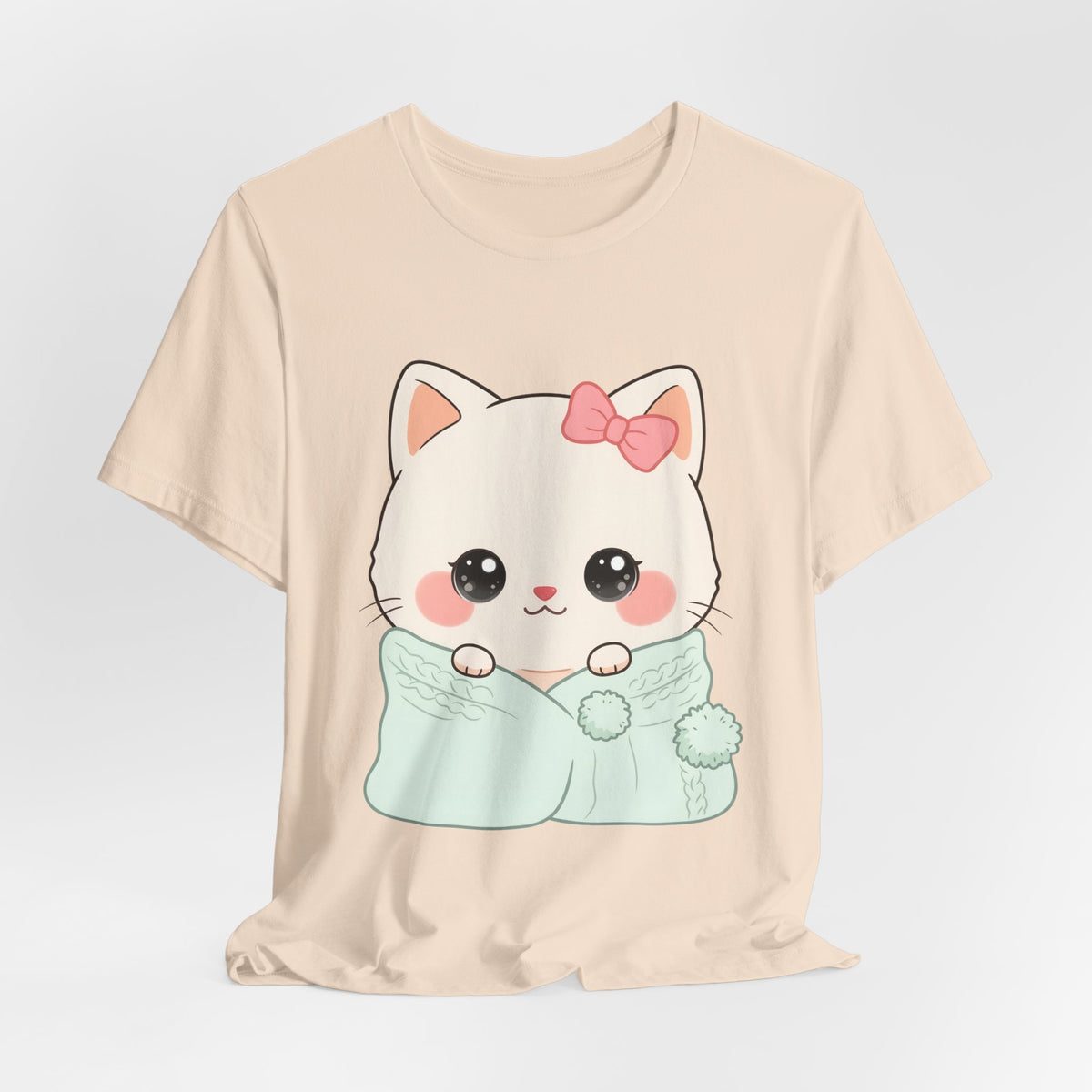 Kawaii Cat T-Shirt, Cozy Blanket Kitty for Cat Lovers