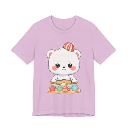 Christmas Cookie Baking Polar Bear Tee, Kawaii Holiday Shirt