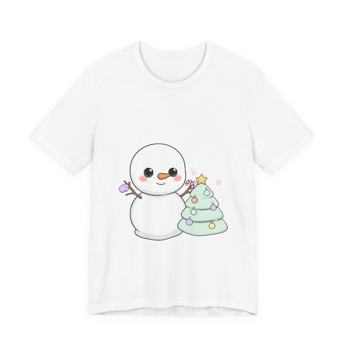 Kawaii Snowman Christmas T-Shirt for Festive Outfits