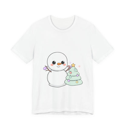 Kawaii Snowman Christmas T-Shirt for Festive Outfits