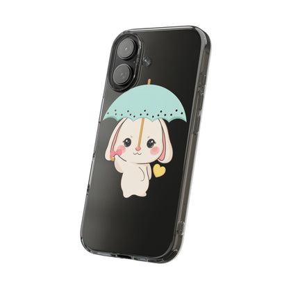 Kawaii Bunny Phone Case with Umbrella | Cute Clear Case