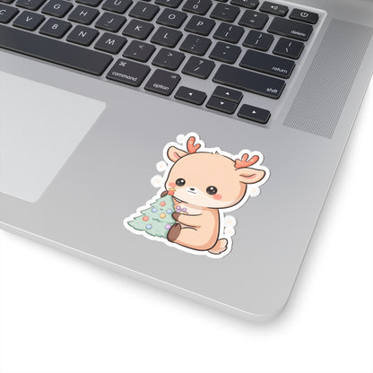Kawaii Christmas Reindeer Kiss-Cut Sticker