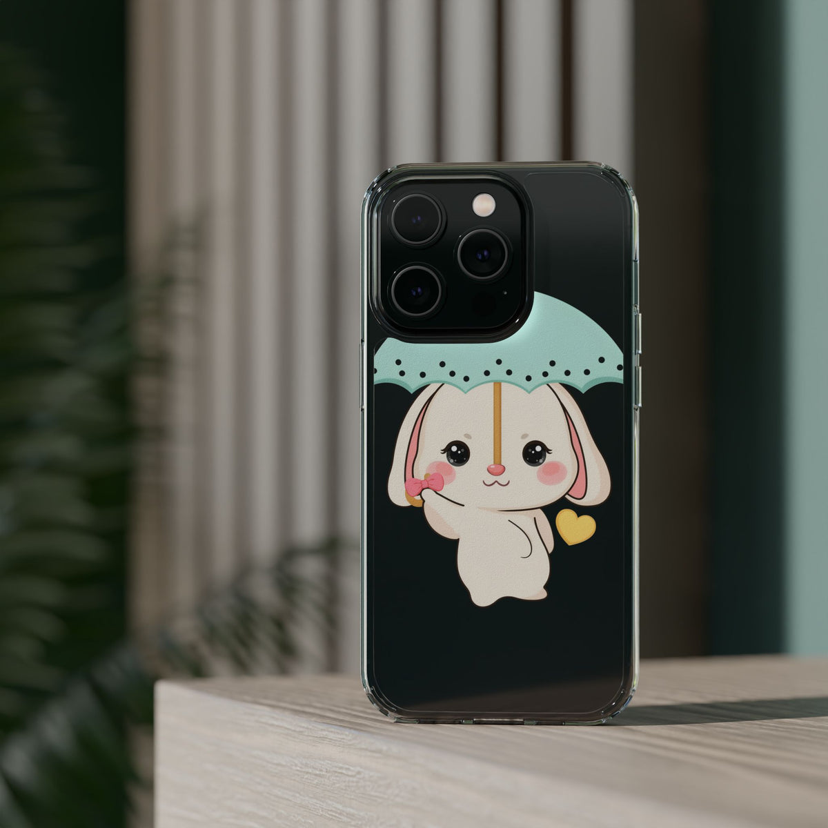 Kawaii Bunny Phone Case with Umbrella | Cute Clear Case