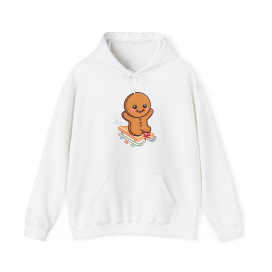 Gingerbread Man Hoodie, Cozy Winter Sledding Sweatshirt