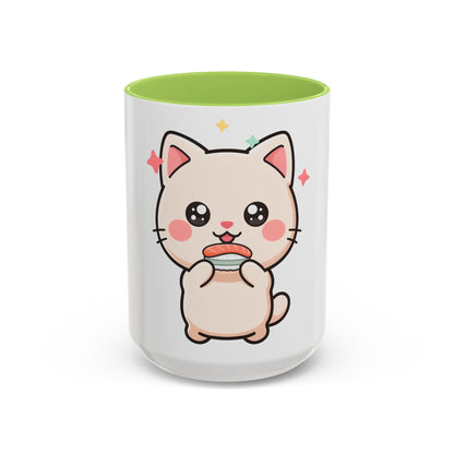 Kawaii Cat Sushi Mug, Cute Accent Coffee Mug