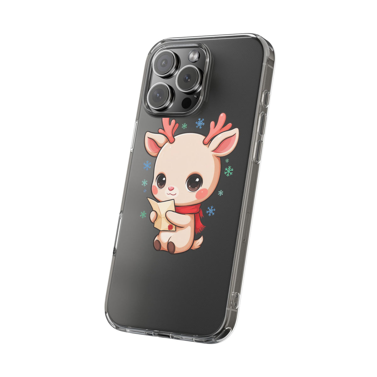 Christmas Reindeer Clear Impact-Resistant Phone Case