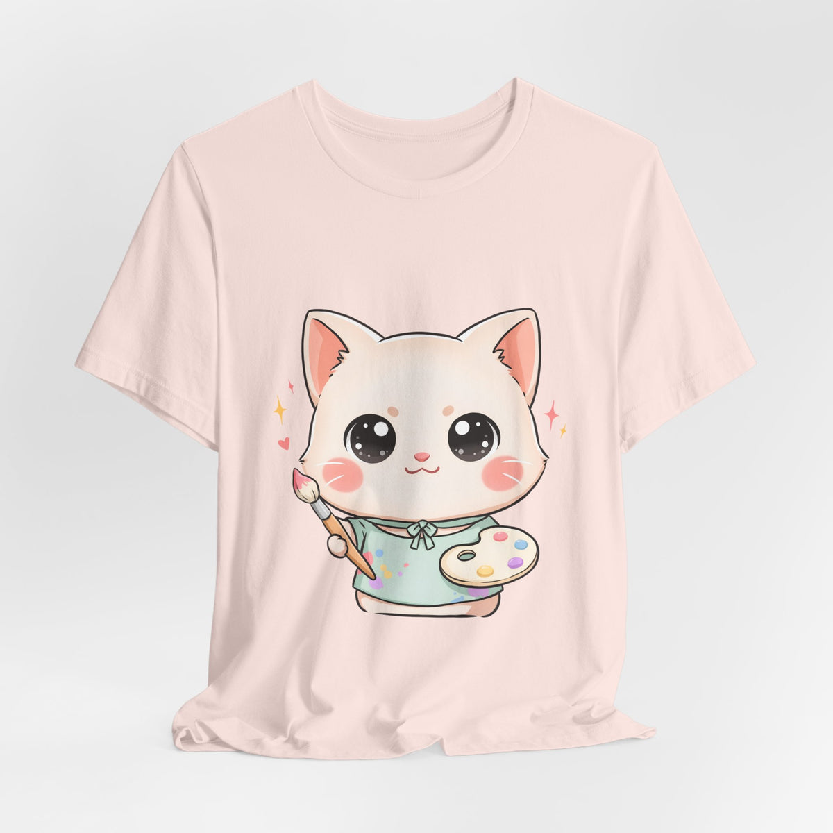 Kawaii Cat Artist T-Shirt for Creative Cat Lovers