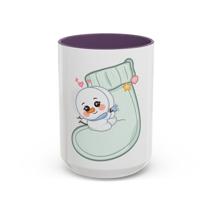 Christmas Snowman Accent Coffee Mug, Cute Holiday Gift