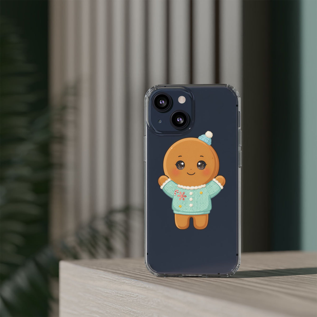 Kawaii Gingerbread Phone Case, Cute Christmas Sweater Cookie