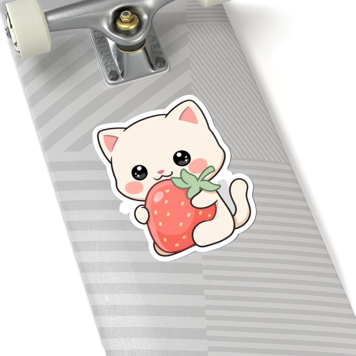Kawaii Cat Strawberry Kiss-Cut Sticker for Cat Lovers