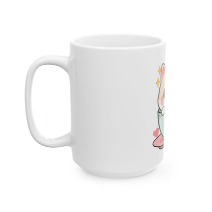 Kawaii Cat Mug, Cute Tea Lover Gift for Cat Fans