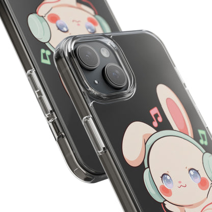 Kawaii Bunny Phone Case, Cute Music Lover Gift