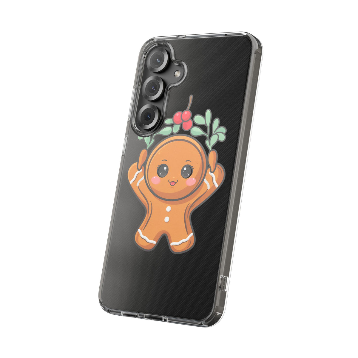 Kawaii Gingerbread Phone Case with Mistletoe Cheer
