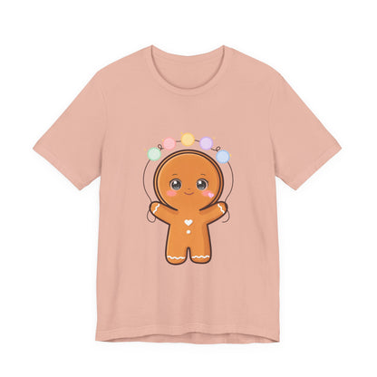 Kawaii Gingerbread Man Christmas T-Shirt, Cute Holiday Tee