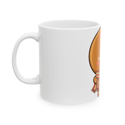 Gingerbread Man Christmas Mug, Cute Holiday Ceramic Coffee Cup