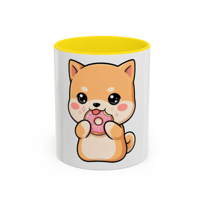 Shiba Inu Donut Mug, Kawaii Accent Coffee Mug