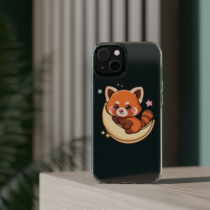 Red Panda Phone Case, Kawaii Moon Companion