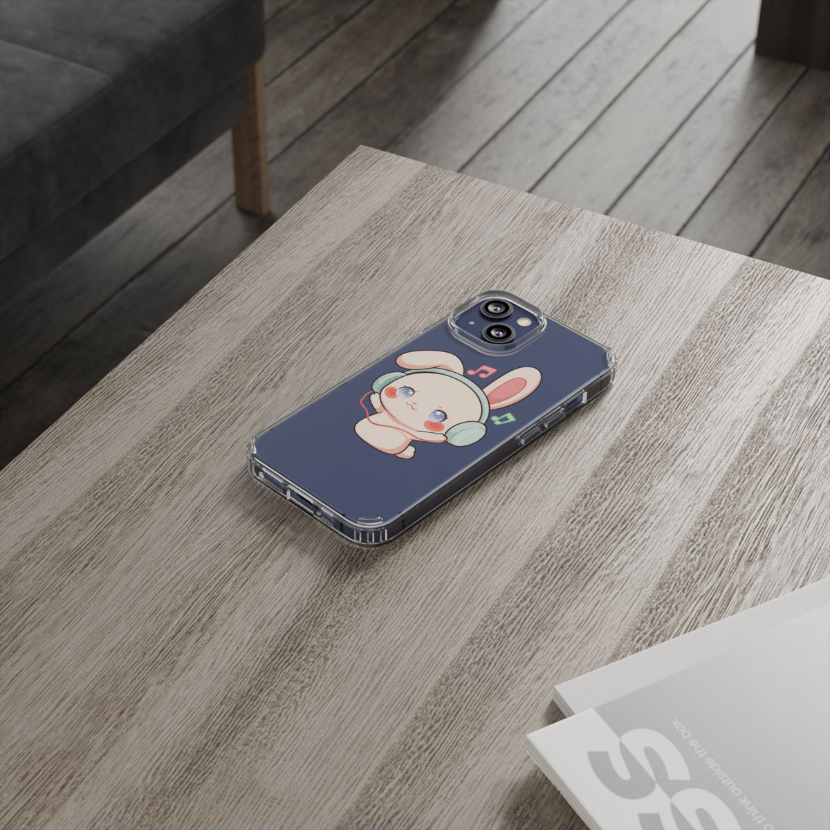 Kawaii Bunny Phone Case, Cute Music Lover Gift
