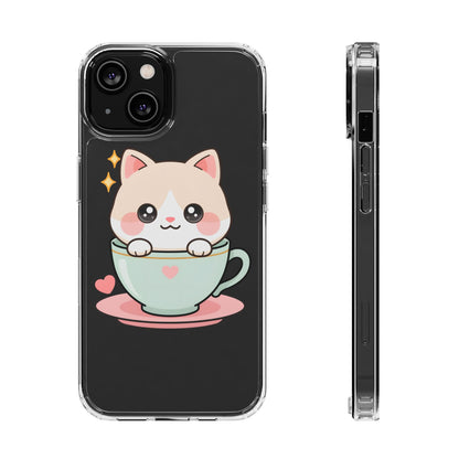 Kawaii Cat Phone Case, Cute Teacup Kitty Gift