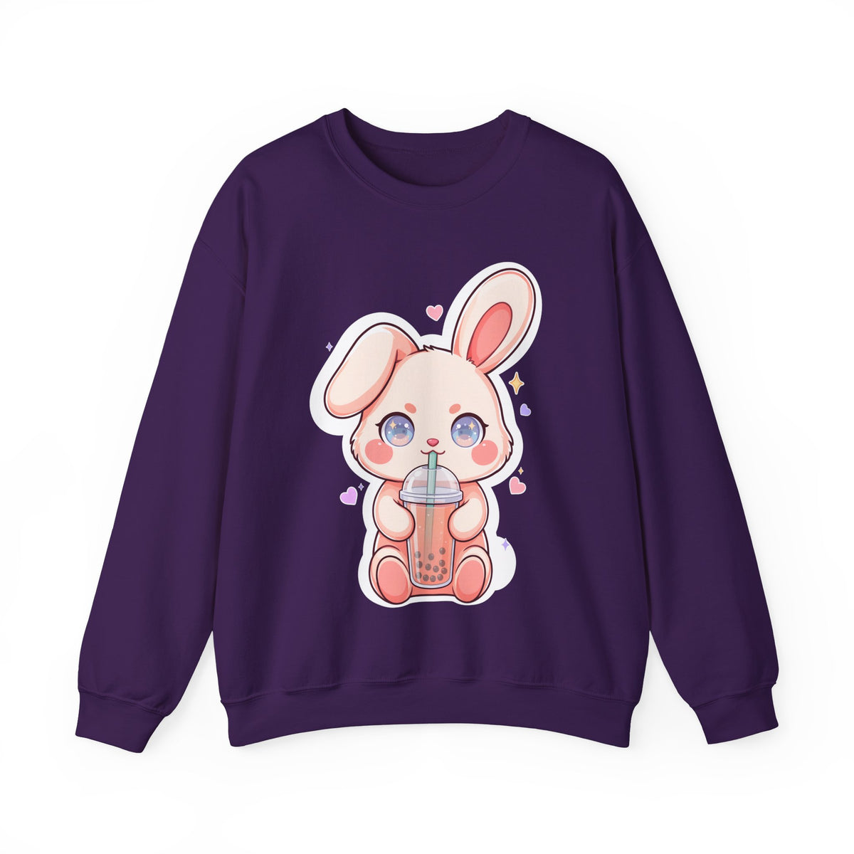 Kawaii Bunny Bubble Tea Sweatshirt, Cute Chibi Crewneck