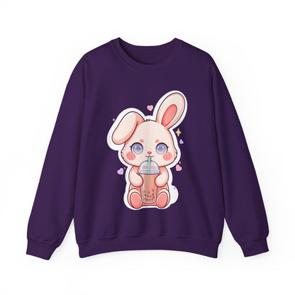 Kawaii Bunny Bubble Tea Sweatshirt, Cute Chibi Crewneck