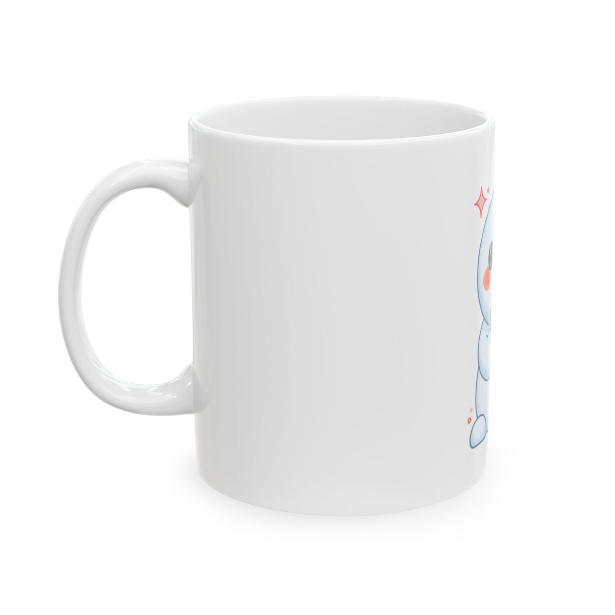 Kawaii Snowman Mug, Cute Holiday Ceramic Coffee Cup