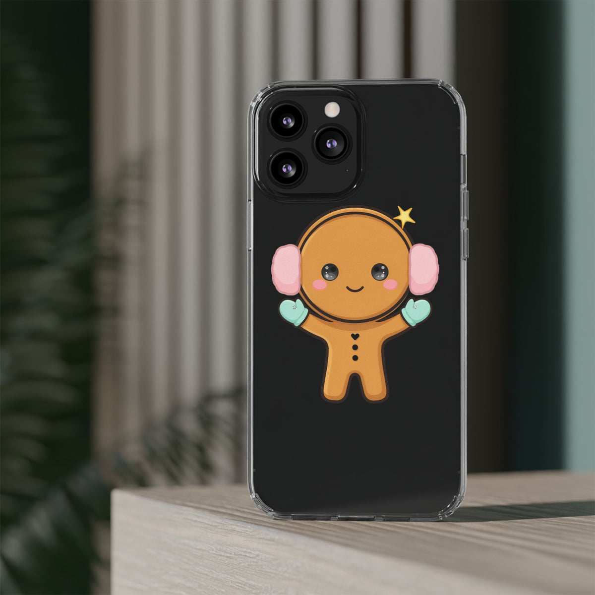 Kawaii Gingerbread Phone Case, Cute Winter Character