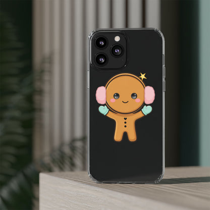 Kawaii Gingerbread Phone Case, Cute Winter Character