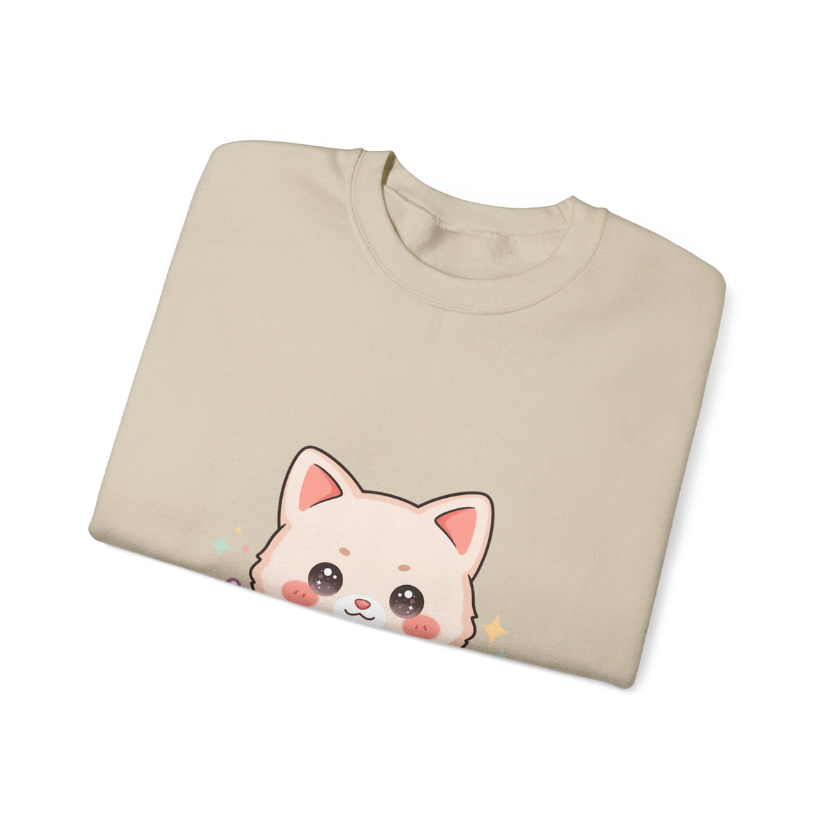 Kawaii Cat Sweatshirt, Cute Crescent Moon Kitten