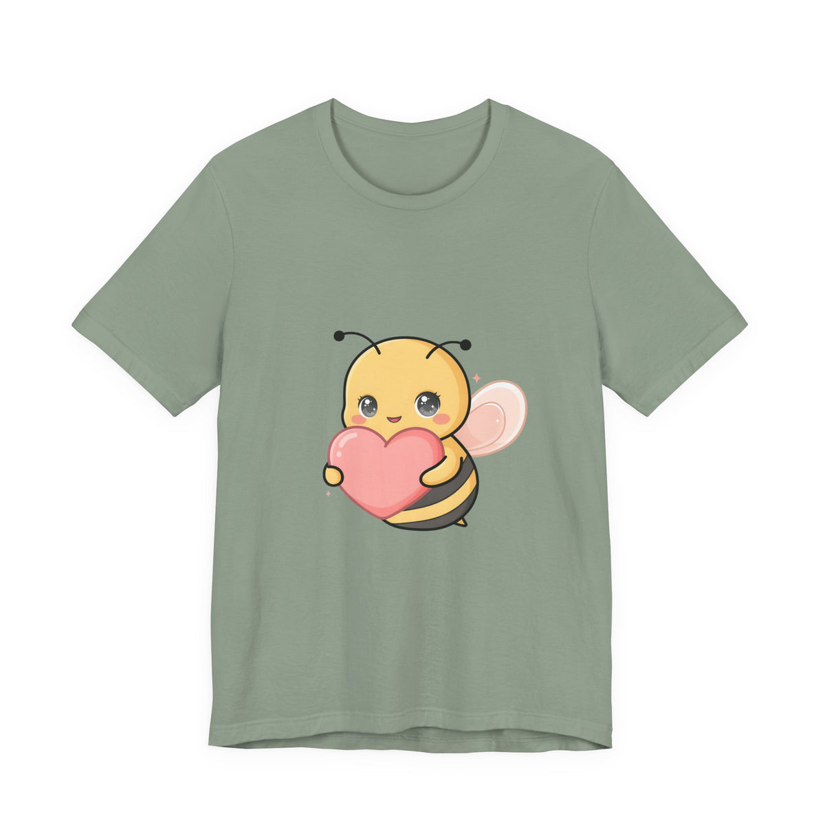 Kawaii Bee T-Shirt: Sweet Heart-Loving Unisex Tee