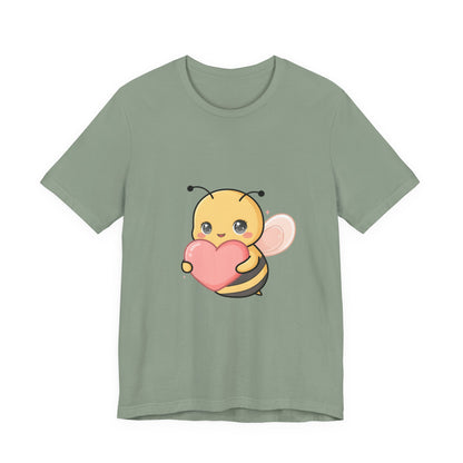 Kawaii Bee T-Shirt: Sweet Heart-Loving Unisex Tee