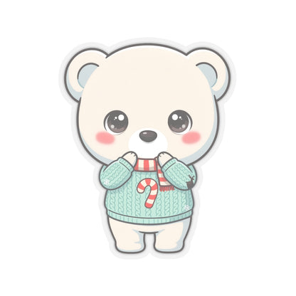 Kawaii Polar Bear Christmas Sticker for Cozy Holiday Cheer