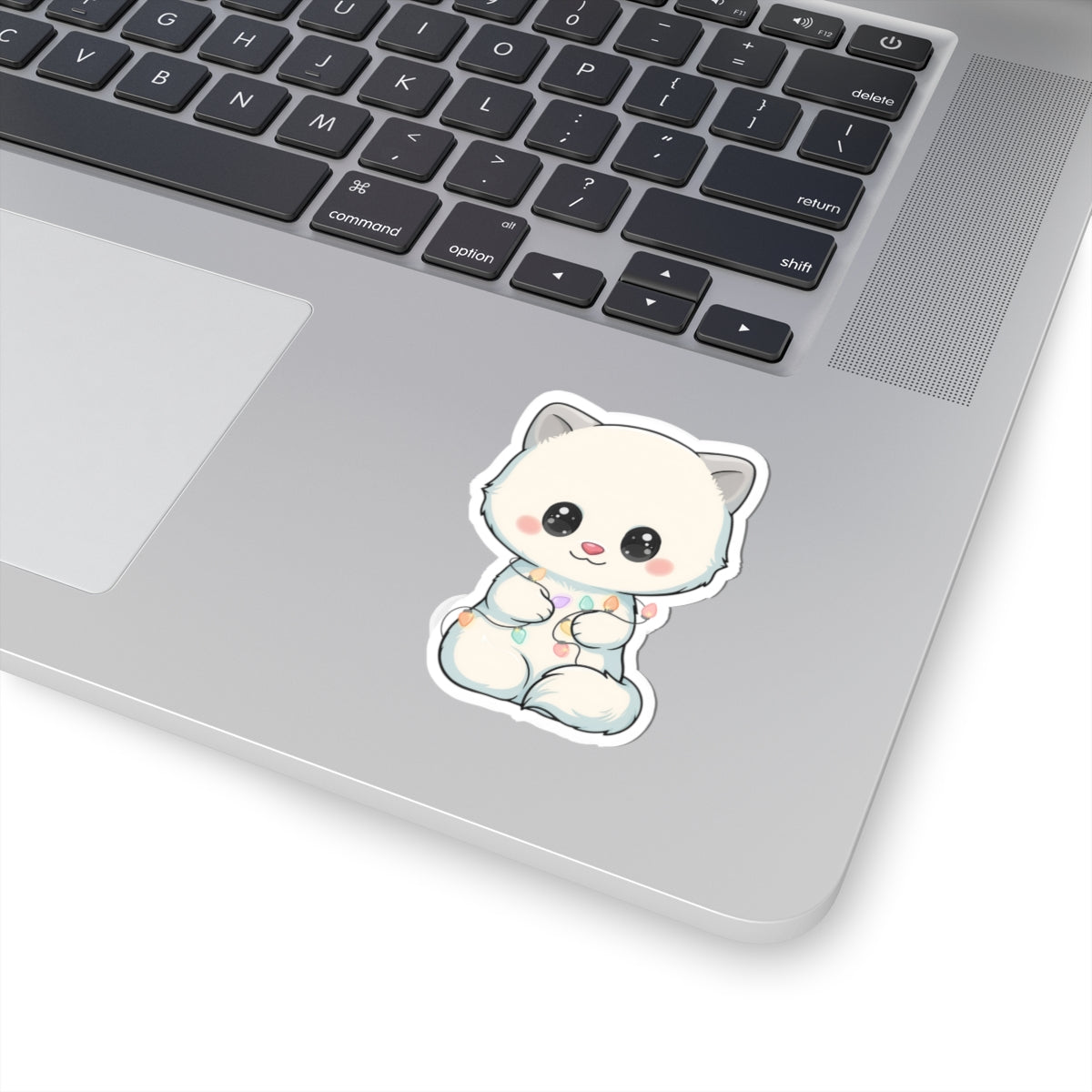 Kawaii Arctic Fox Sticker with Fairy Lights
