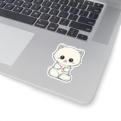 Kawaii Arctic Fox Sticker with Fairy Lights