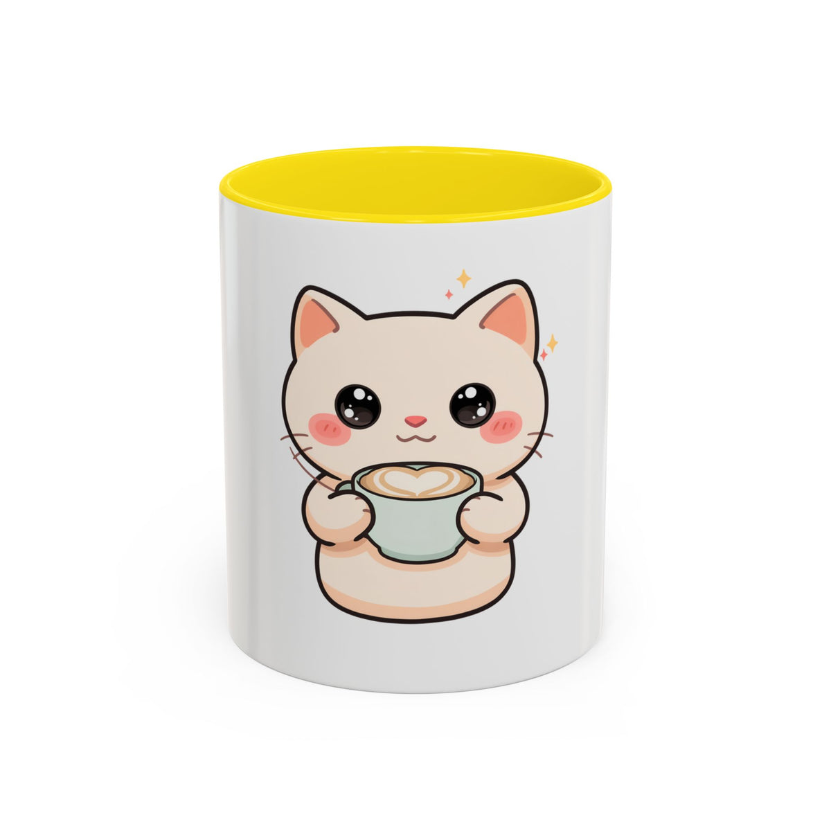 Kawaii Cat Coffee Mug, Cute Latte Accent Mug