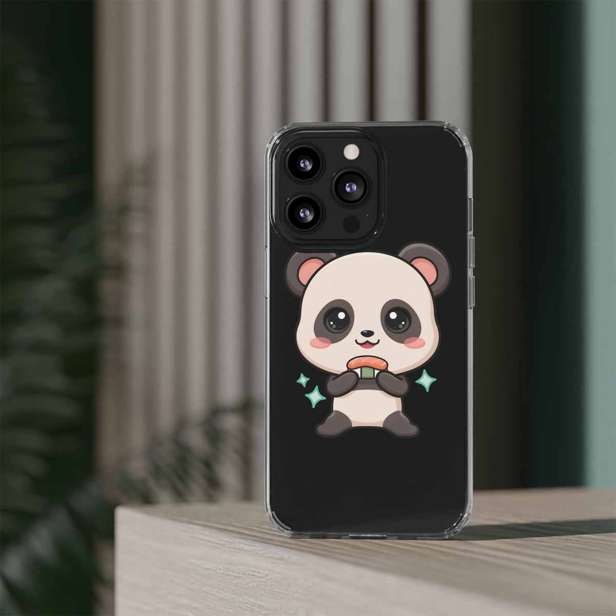 Kawaii Panda Sushi Phone Case, Clear Impact-Resistant Case
