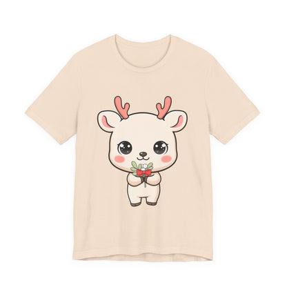 Kawaii Reindeer Christmas T-Shirt for Holiday Cheer