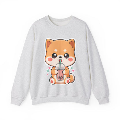 Kawaii Shiba Inu Bubble Tea Sweatshirt, Cute Dog Gift