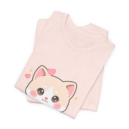 Kawaii Reading Cat T-Shirt for Book Lovers