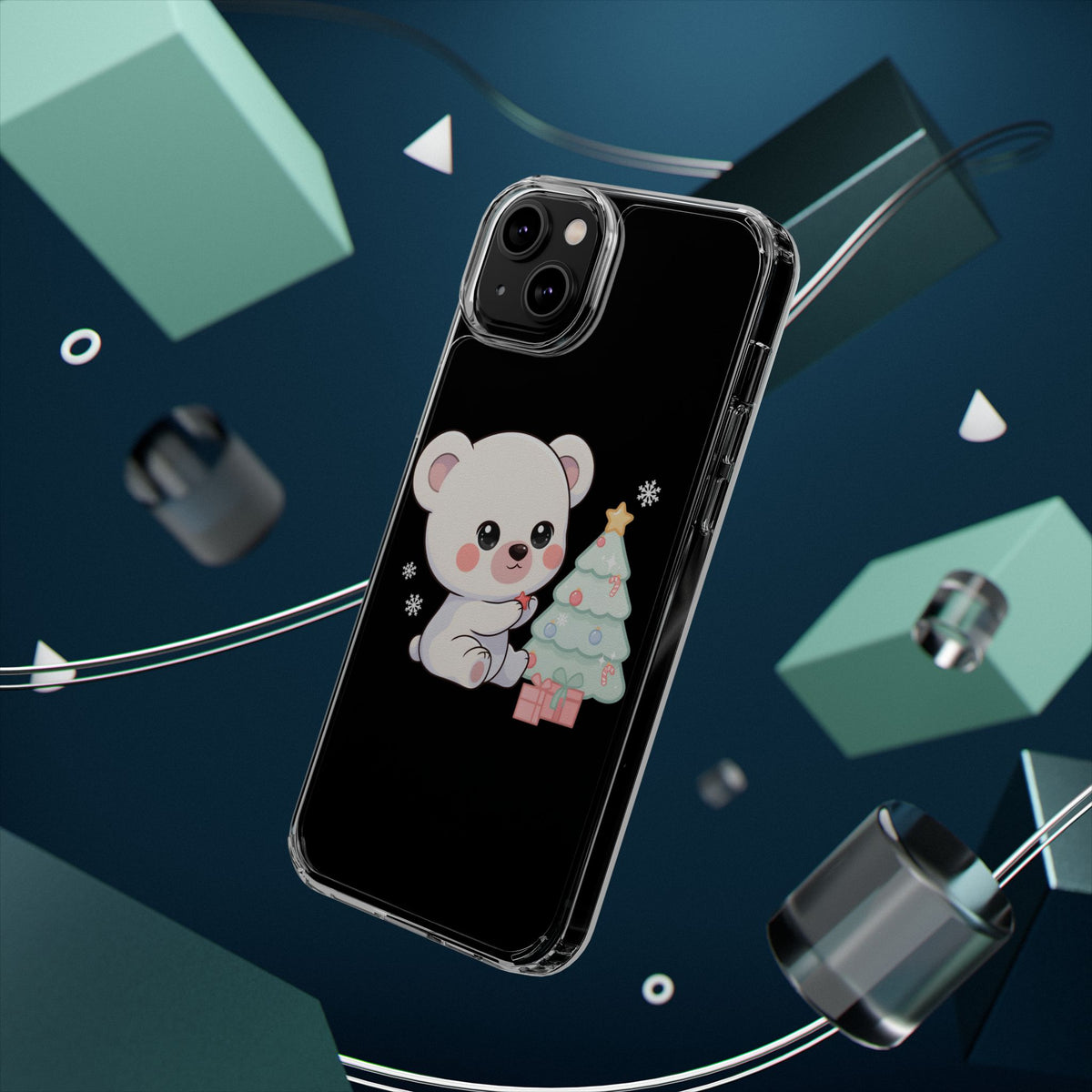 Christmas Polar Bear Phone Case, Kawaii Holiday Accessory