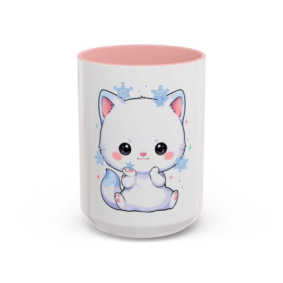 Kawaii Arctic Fox Accent Coffee Mug for Cozy Mornings