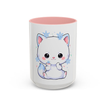 Kawaii Arctic Fox Accent Coffee Mug for Cozy Mornings